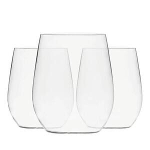 Stemless Plastic Clear Wine Glasses 48 Pack, 12 Oz Shatterproof, Reusable New